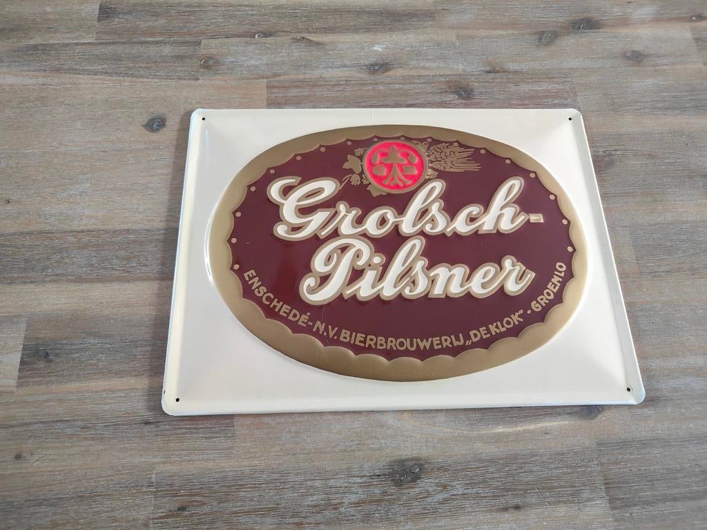 Grolsch Pilsner  reclamebord, Ophalen of Verzenden, Reclamebord, Plaat of Schild, Grolsch