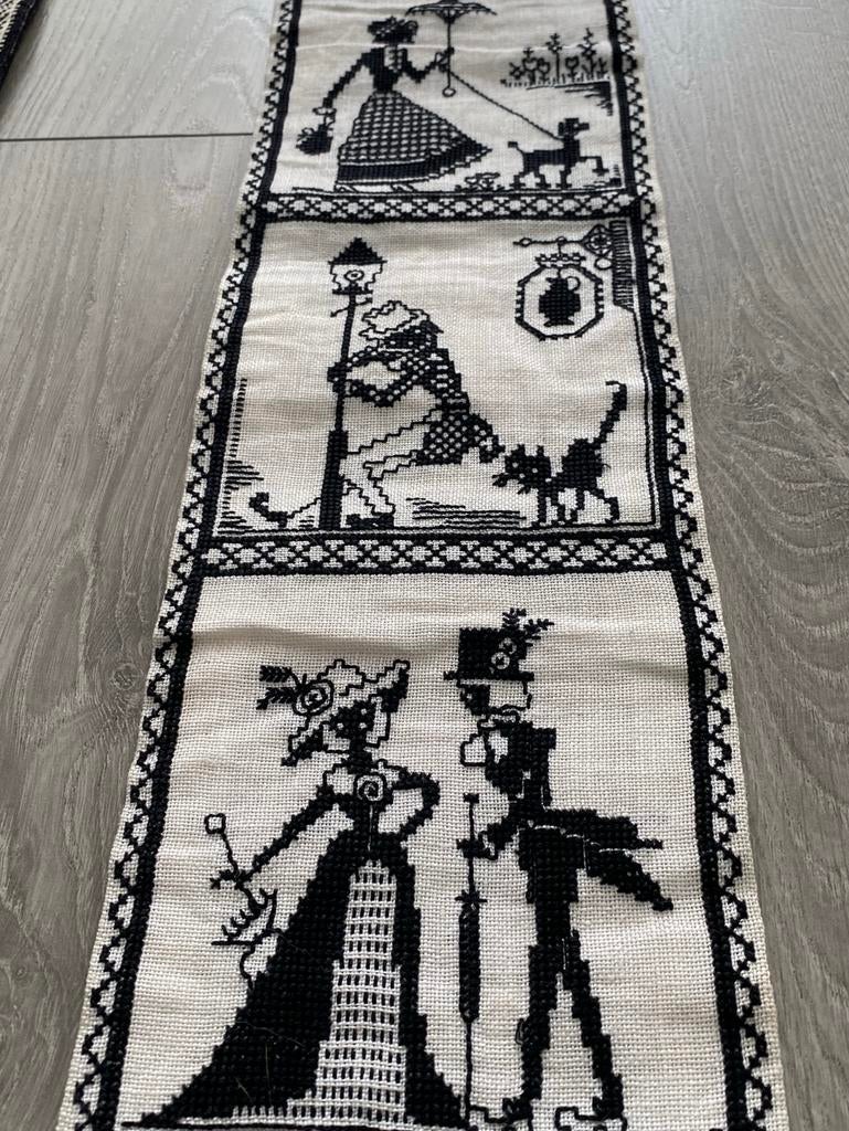 Schellekoord zwart op wit geborduurd met koper beslag, Ophalen of Verzenden, Zo goed als nieuw, Onderdeel of Toebehoren