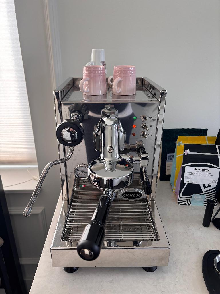 Quick Mill La Certa E61 espressomachine + naked portafilter, Ophalen, Gebruikt, Espresso apparaat, Gemalen koffie