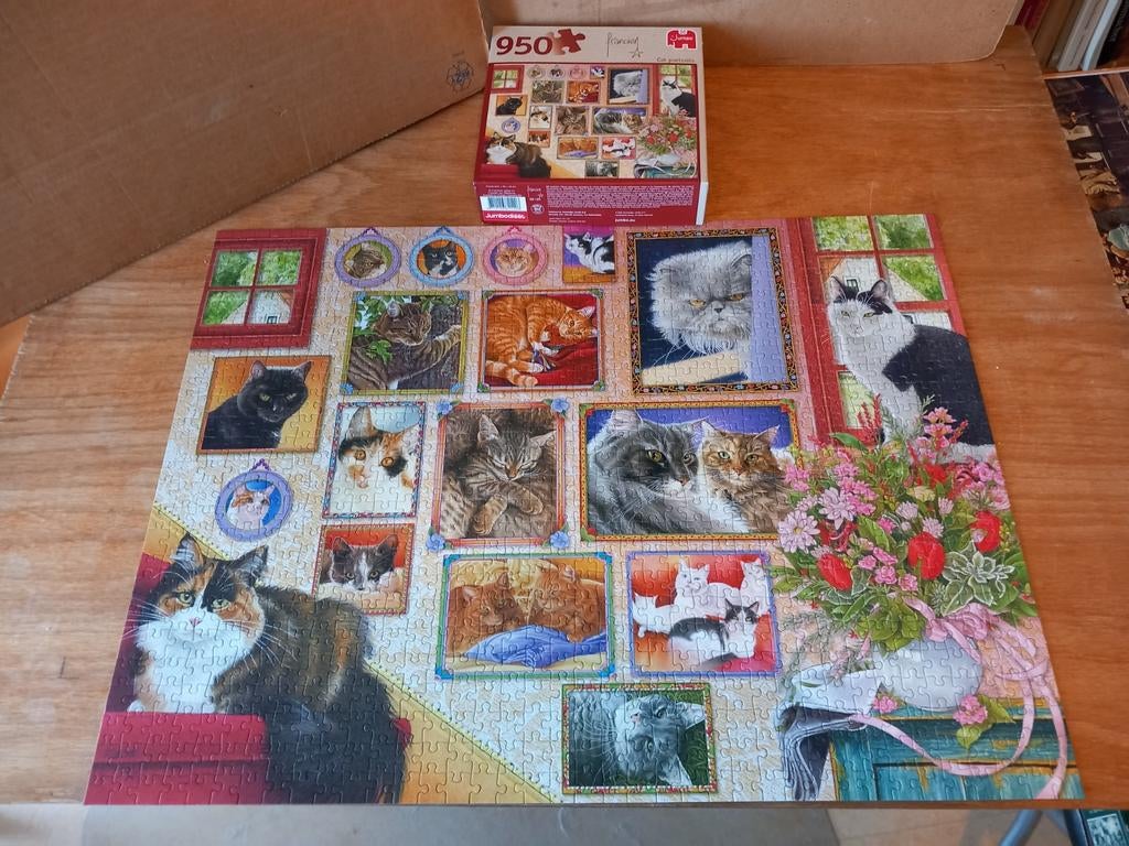 Puzzel kattenportretten 950 stukjes, Ophalen of Verzenden, 500 t/m 1500 stukjes, Zo goed als nieuw