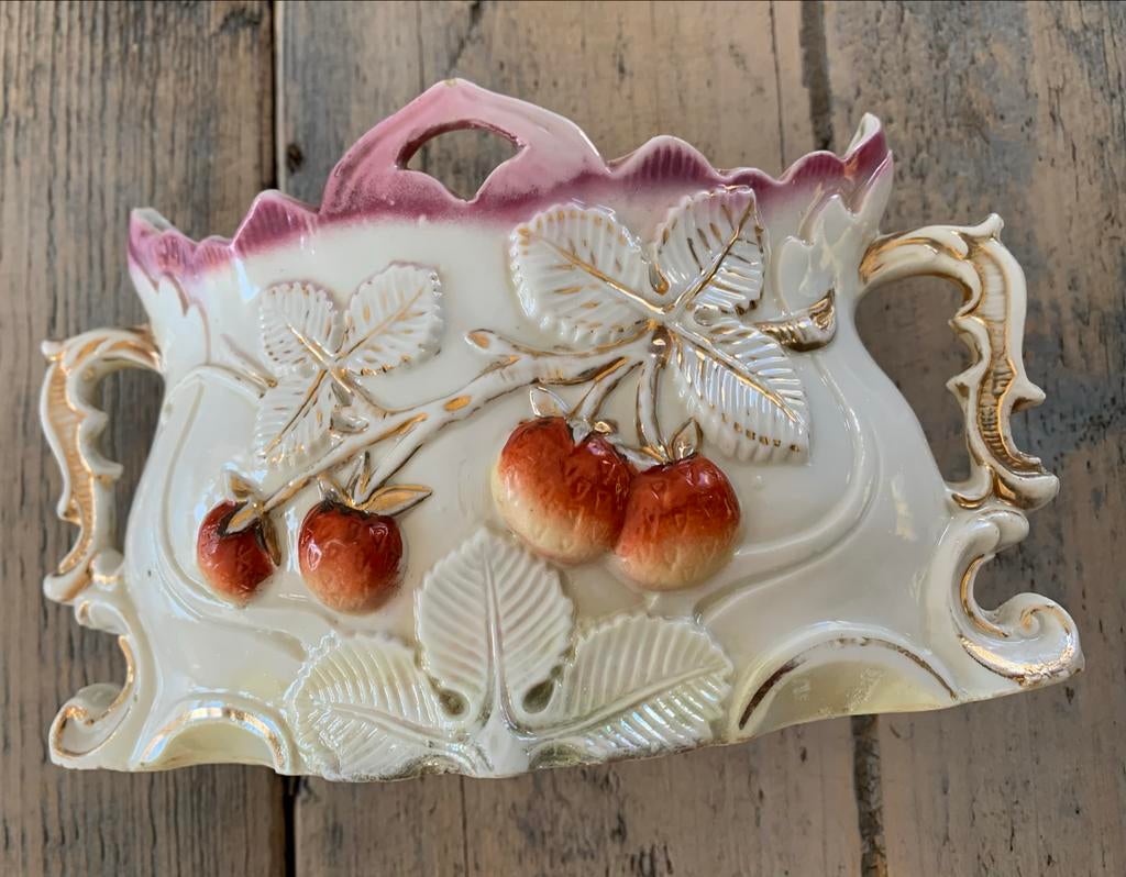 Antiek Barbotine Majolica vaasje puntgaaf, Antiek en Kunst, Ophalen of Verzenden