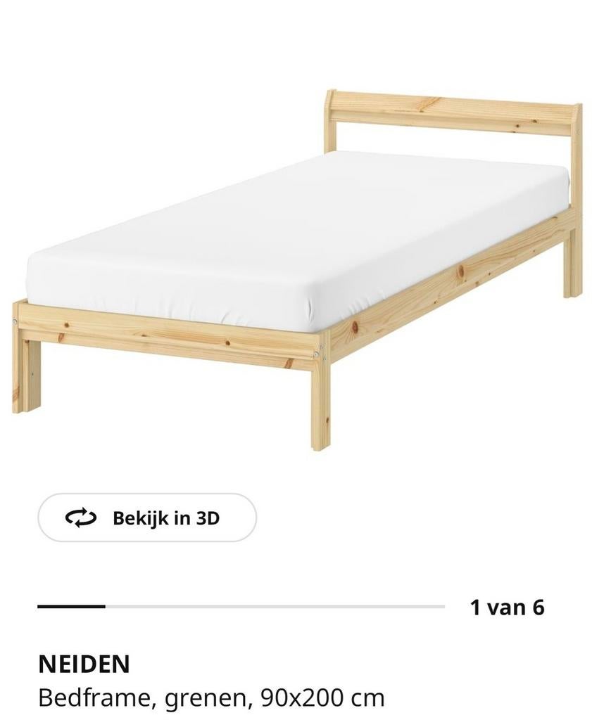 IKEA Neiden Bedframe 90x200 cm, grenen, zo goed als nieuw, Ophalen, 90 cm, Eenpersoons, Zo goed als nieuw