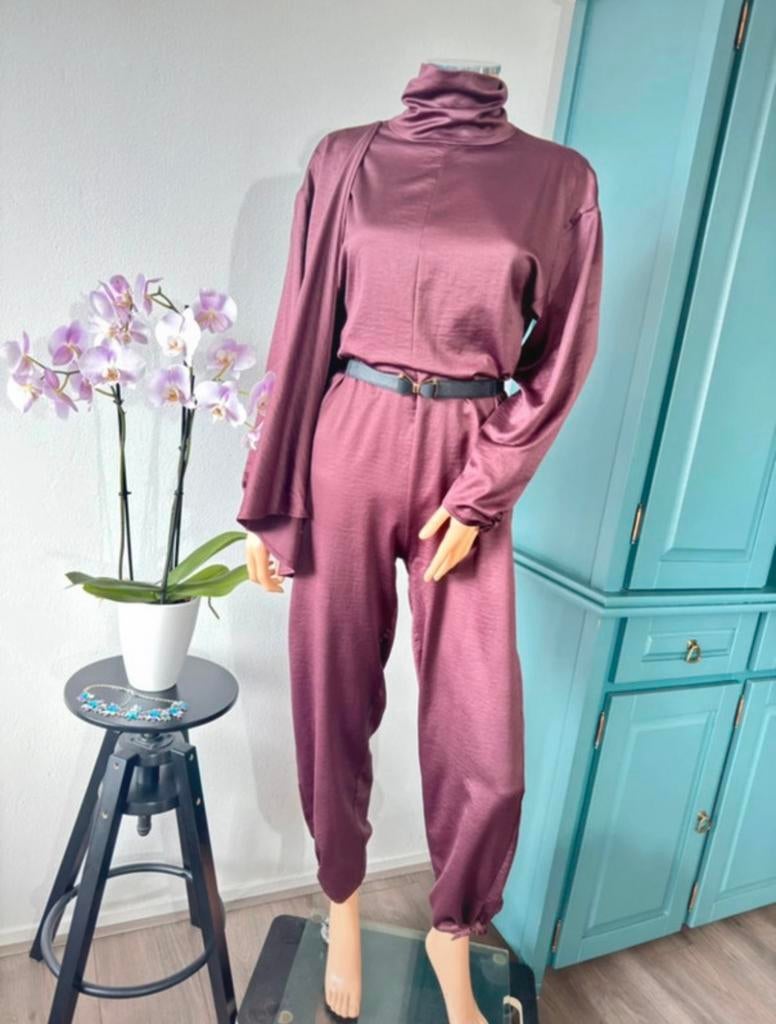 ZARA satijnenen jumpsuit maat S - Dusty Rose - Cape, Ophalen of Verzenden, Zo goed als nieuw, Maat 36 (S), Roze