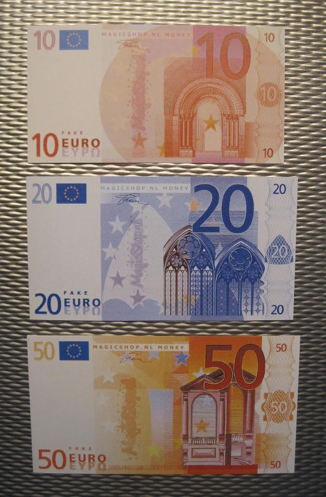 FANTASIE EURO BILJETTEN, Postzegels en Munten, Bankbiljetten | Europa | Eurobiljetten, Verzenden, Overige landen, Setje