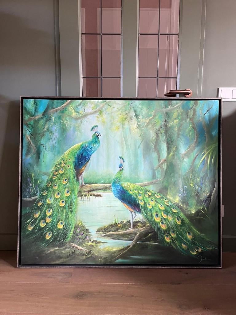 XL Schilderij "Twee pauwen" - Jan Kooistra, Ophalen