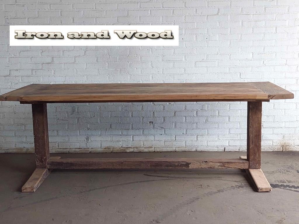 Oud eiken barnwood bureau-tafel / geborsteld / op maat, Huis en Inrichting, Ophalen, Nieuw