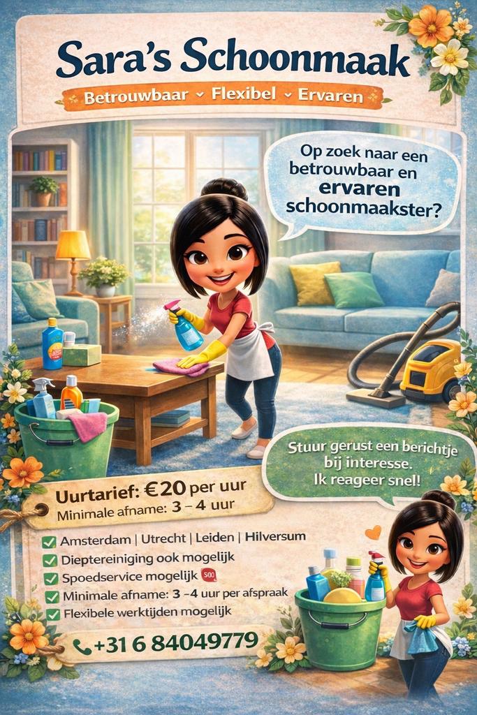 Schoonmaakster beschikbaar, Vacatures, Vanaf 10 jaar, Overige vormen