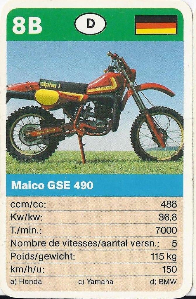 Motorkaartje 8b maico gse 490, Ophalen of Verzenden, Zo goed als nieuw, Motoren