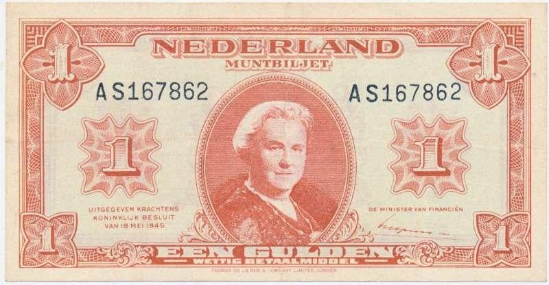 Nederland 1 Gulden 1945 Wilhelmina