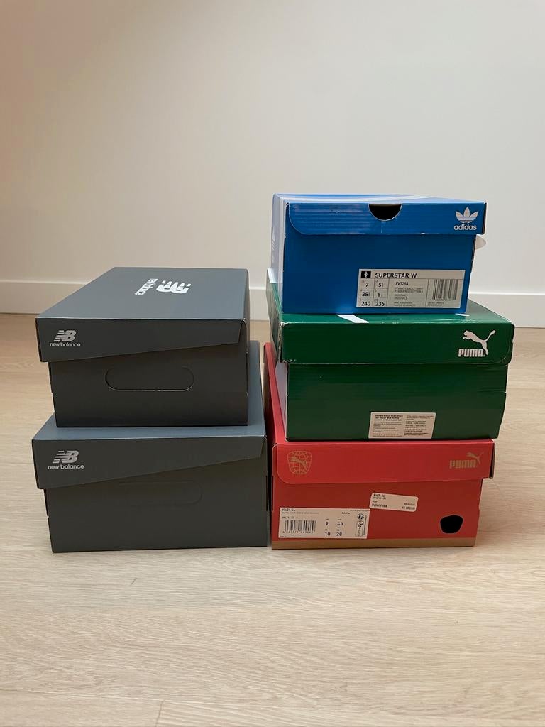 Lege schoenendozen: New Balance, Puma, Adidas (partij), Ophalen of Verzenden, Zo goed als nieuw, Overige kleuren, Overige typen