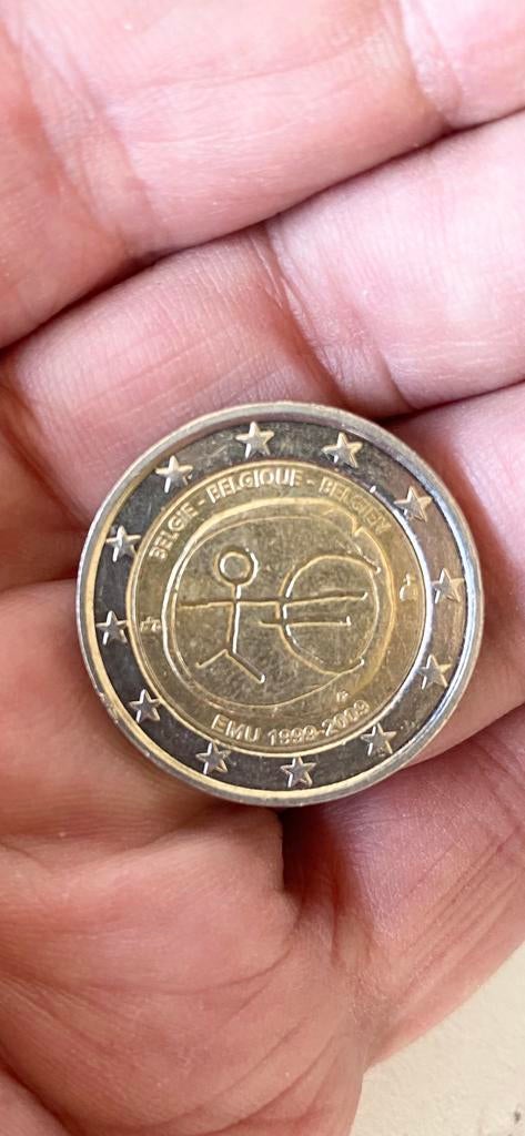 munt:  2,- €  BELGIË  ‘10 jr  EMU’, Ophalen of Verzenden, België, 2 euro, Losse munt
