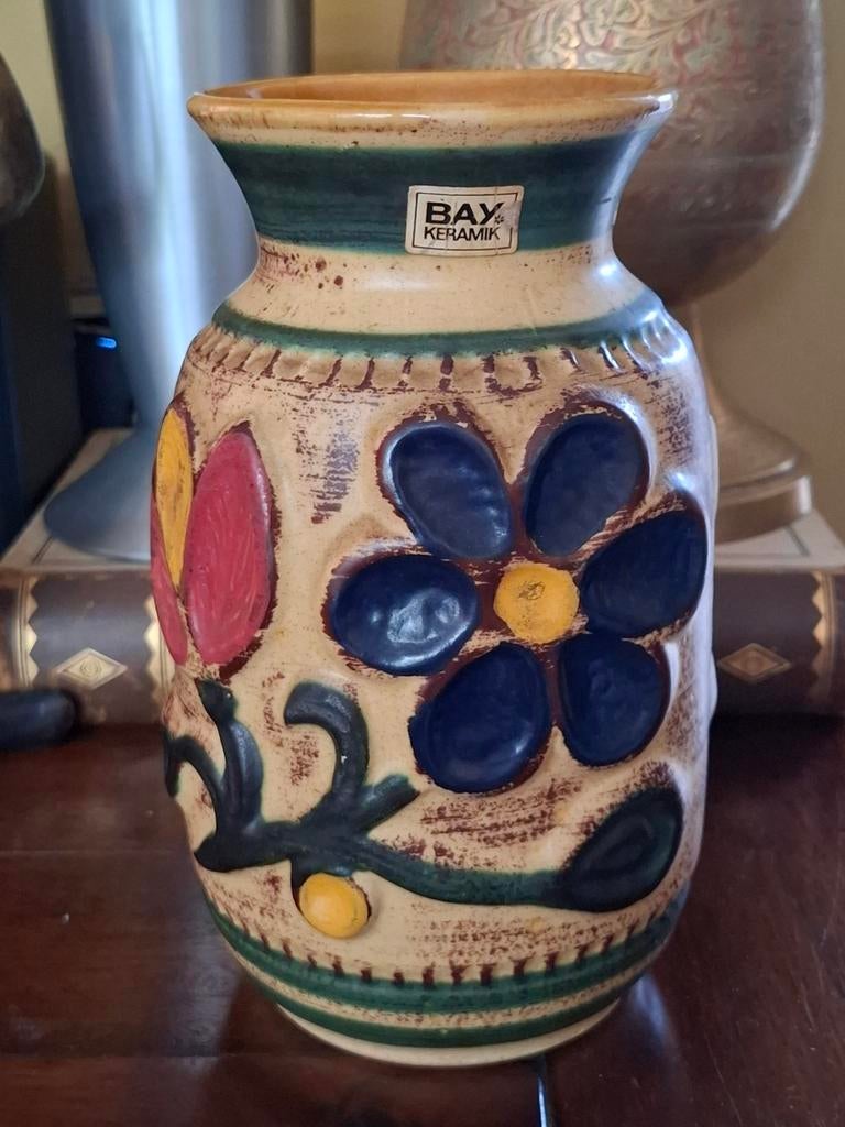 Bay W-Germany vintage bloemen vaas 21 cm, Ophalen of Verzenden