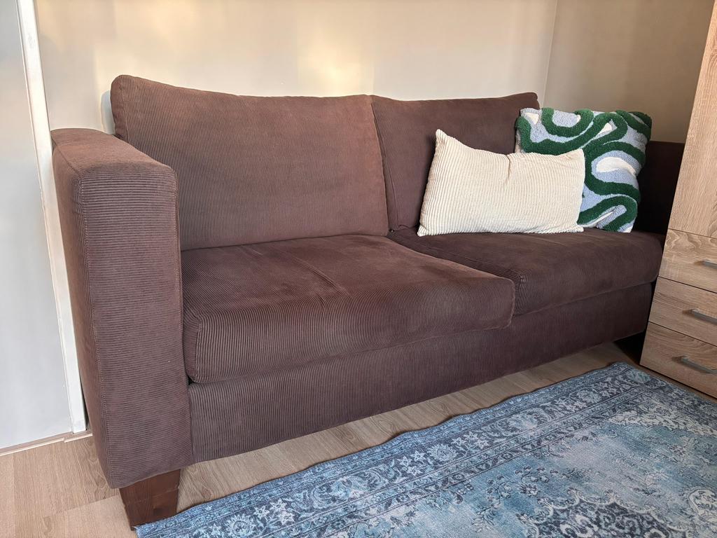 Bruine bank ribstof, Ophalen, Gebruikt, 150 tot 200 cm, Driepersoons