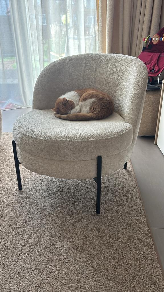 Bouclé stoel zonder kat, Ophalen, Gebruikt, Wit, Eén