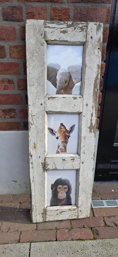 Fotolijst 3 Luik oud landelijk Robuust Hoffz Stijl, Ophalen, Minder dan 50 cm, Gebruikt, Minder dan 50 cm