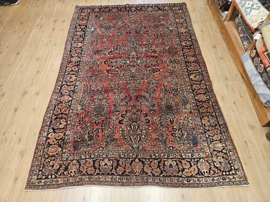 Vintage handgeknoopt perzisch tapijt sarough antiek 276x180, Info@SlatsAntiek.nl, Tweedehands, Perzisch, 150 tot 200 cm