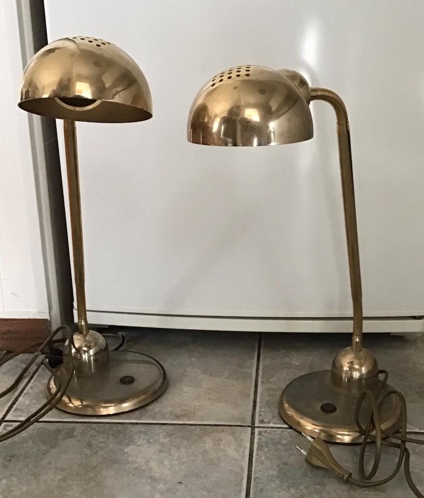 Set van 2 tafellampen Vrieland Holland design. Jaren 80, Gebruikt, Ophalen of Verzenden, Metaal, Minder dan 50 cm