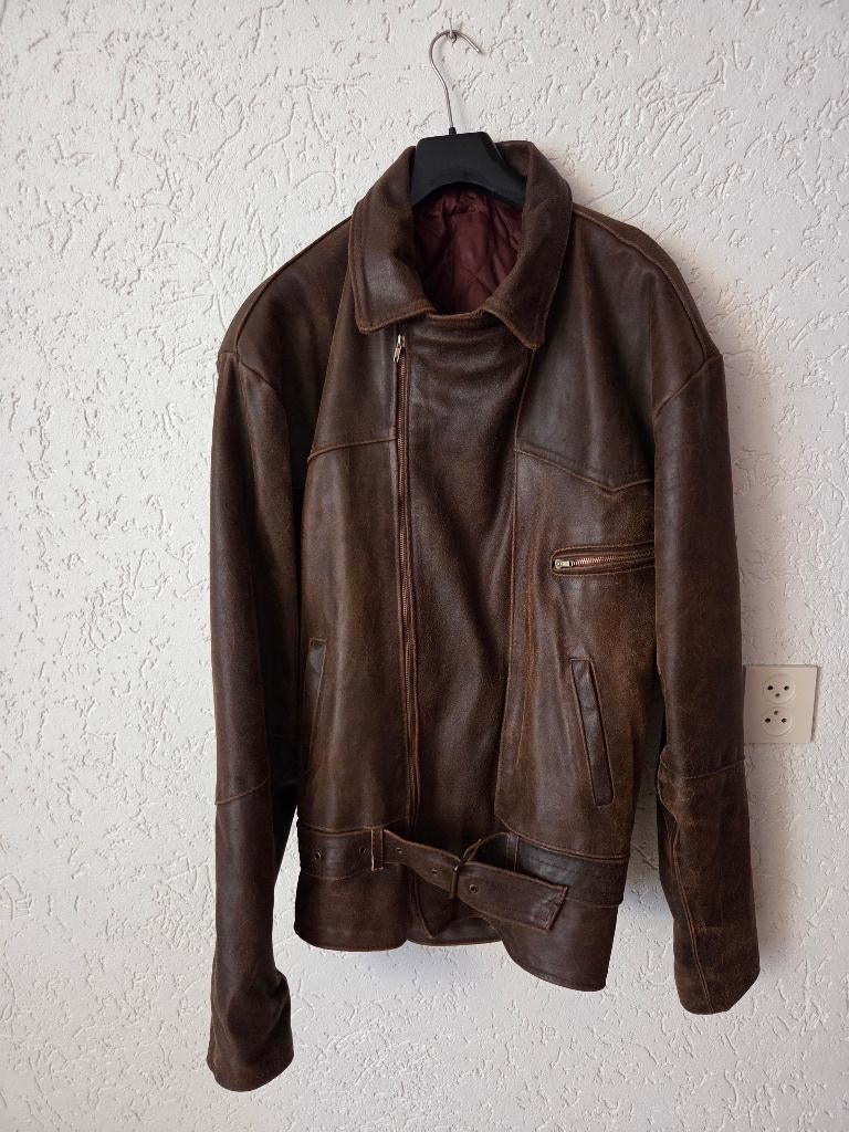 leren jas XXL, vintage model, jaren 80, Ophalen of Verzenden, Gedragen, Overige maten, Bruin
