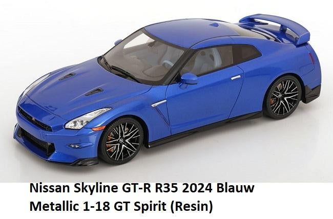 Nissan Skyline GT-R R35 2024 Blauw Metallic 1-18 GT Spirit (, Hobby en Vrije tijd, Modelauto's | 1:18, Overige merken, Tschuiten@hotmail.com