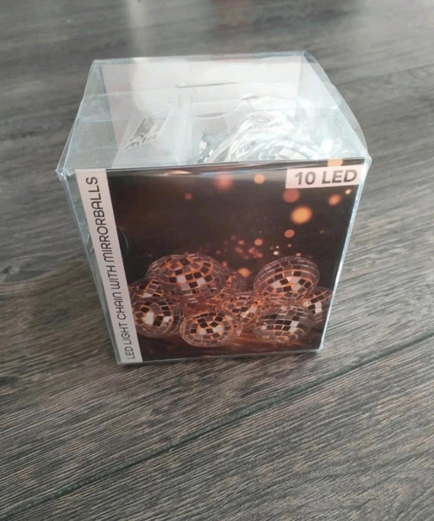 LED Lichtketting met Spiegelbollen - 10 LED, Huis en Inrichting, Ophalen, Nieuw, Feestelijk, Disco, Decoratief