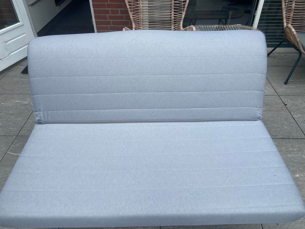 Slaapbank IKEA 140x190 cm met hoes, Gebruikt, Tweepersoons, Grijs, 140 cm