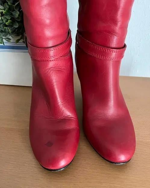 Lavorazione Artigiana rood leren laarzen maat 37 [DMv], Hoge laarzen, Ophalen of Verzenden, Zo goed als nieuw, Rood