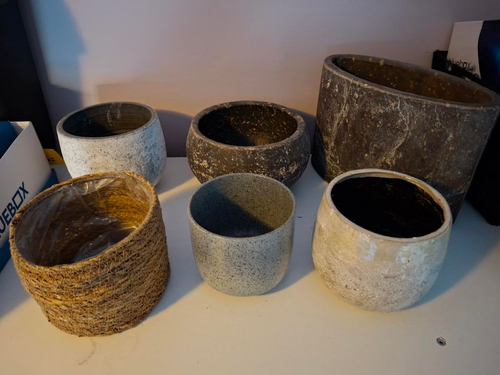 Diverse bloempotten, Tuin en Terras, Bloempotten, Ophalen, Rond, Aardewerk, Minder dan 40 cm
