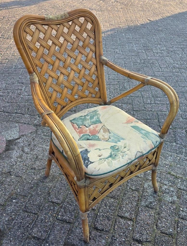 Set van 6 Bohemian Rotan Stoelen - Vintage Loods66 Drenthe, Huis en Inrichting, Stoelen, Ophalen, Gebruikt, Bruin, Vijf, Zes of meer stoelen