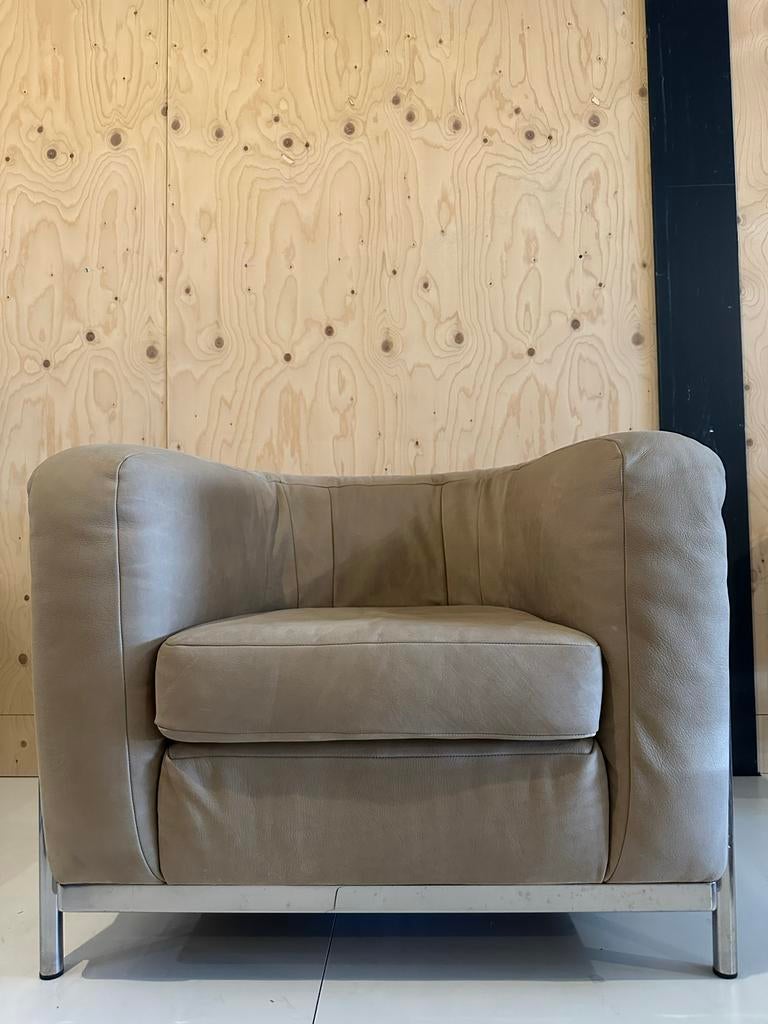 Zanotta Onda Fauteuil - Chroom & Vol Aniline Leder, Ophalen, Italy, Leer, Zo goed als nieuw