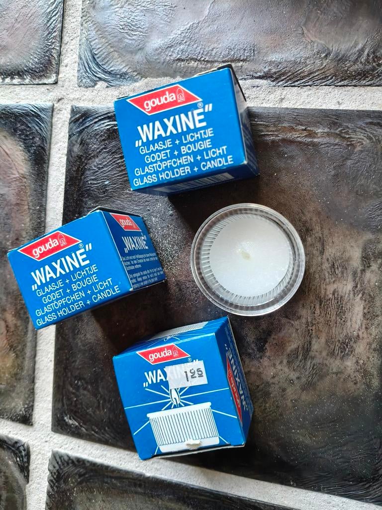 Gouda Waxine glaasje 3 stuks - Vintage, Retro, Overige materialen, Wit, Nieuw, Ophalen of Verzenden