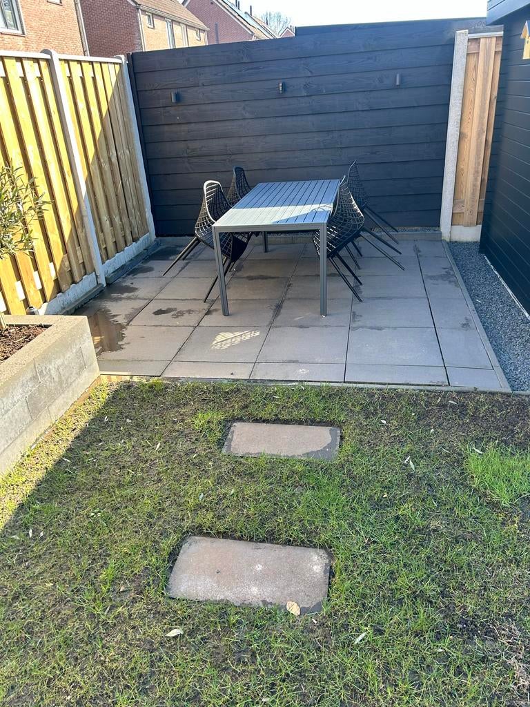 Grijze tegels 60x60 en staptegels, Tuin en Terras, Tegels en Klinkers, Ophalen, Gebruikt, 10 m² of meer, Beton