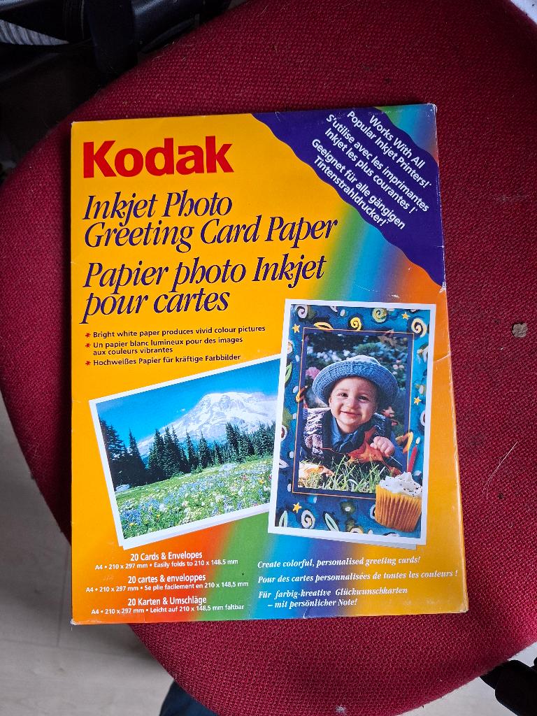 Kodak Inkjet  fotopapier, 20 kaarten met enveloppen, Ophalen of Verzenden