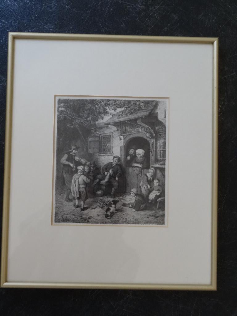 Steendruk Blinde vioolspeler bij huisje, Isaac van Ostade, Antiek en Kunst, Kunst | Etsen en Gravures, Verzenden