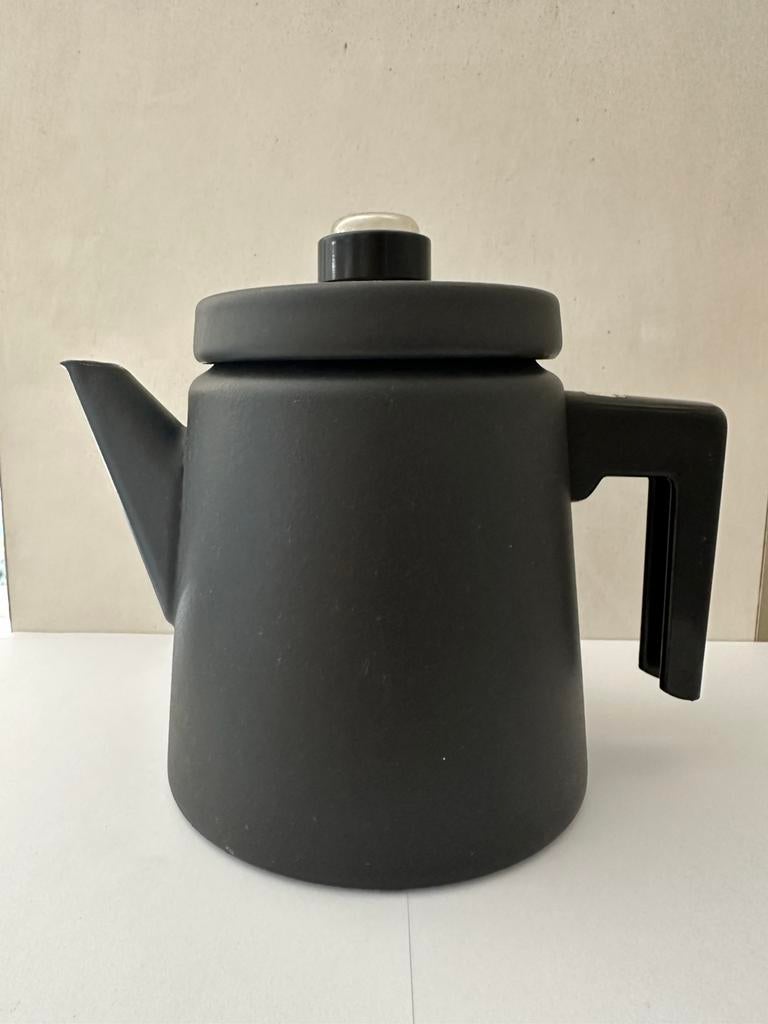 Arabia Finel koffiepot + percolator kleur mat zwart vintage, Ophalen of Verzenden