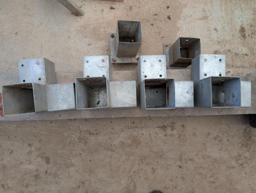 6x Robuuste Gegalvaniseerde Paalhouders (91x91mm), Doe-het-zelf en Verbouw, Ladders en Trappen, Ophalen of Verzenden