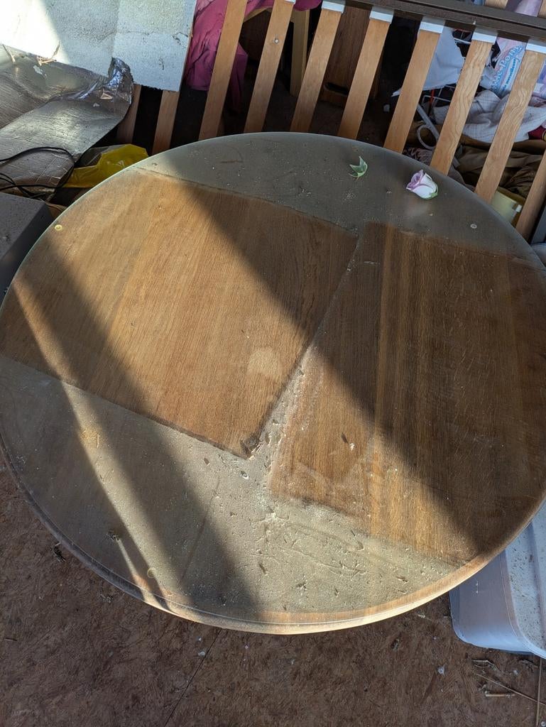 Ronde stevige houten tafel, Antiek en Kunst, Ophalen