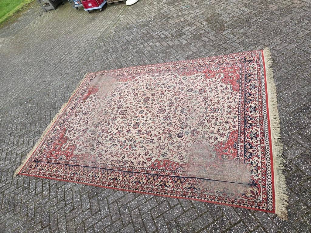 Grote retro TABRIZ 9002 doorleefde wollevloerkleed, Ophalen of Verzenden, Rechthoekig, 200 cm of meer, 200 cm of meer