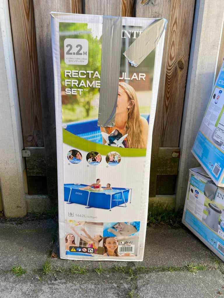 Intex Opzetzwembad 2.2M Rectangular Frame (incl. pomp), Tuin en Terras, Zwembaden, Ophalen, Gebruikt, Minder dan 80 cm, Minder dan 200 cm