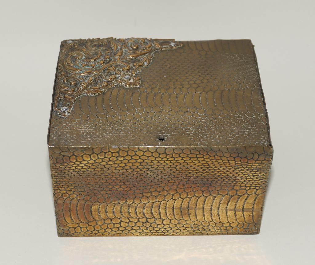 Messingdoos met slangenleermotief Art Nouveau, Ophalen of Verzenden