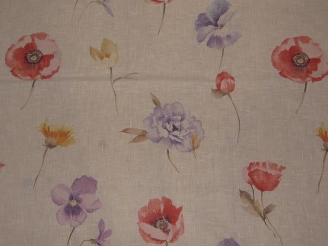 Vintage lap stof wit met zomerbloemen in aquarel, Wit, Ophalen of Verzenden, Zo goed als nieuw, 30 tot 120 cm