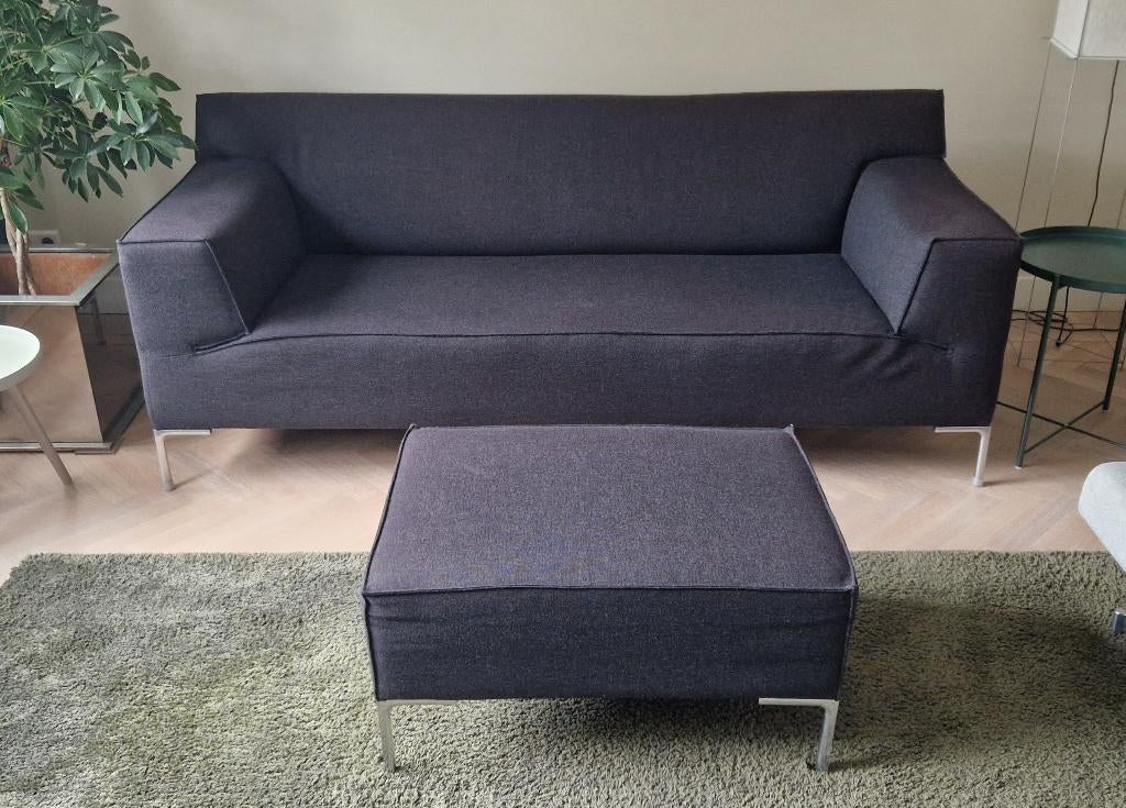Design on Stock Bloq 2,5-zits bank en poef, grijs, 100% wol, Ophalen, Modern design, Gebruikt, Driepersoons