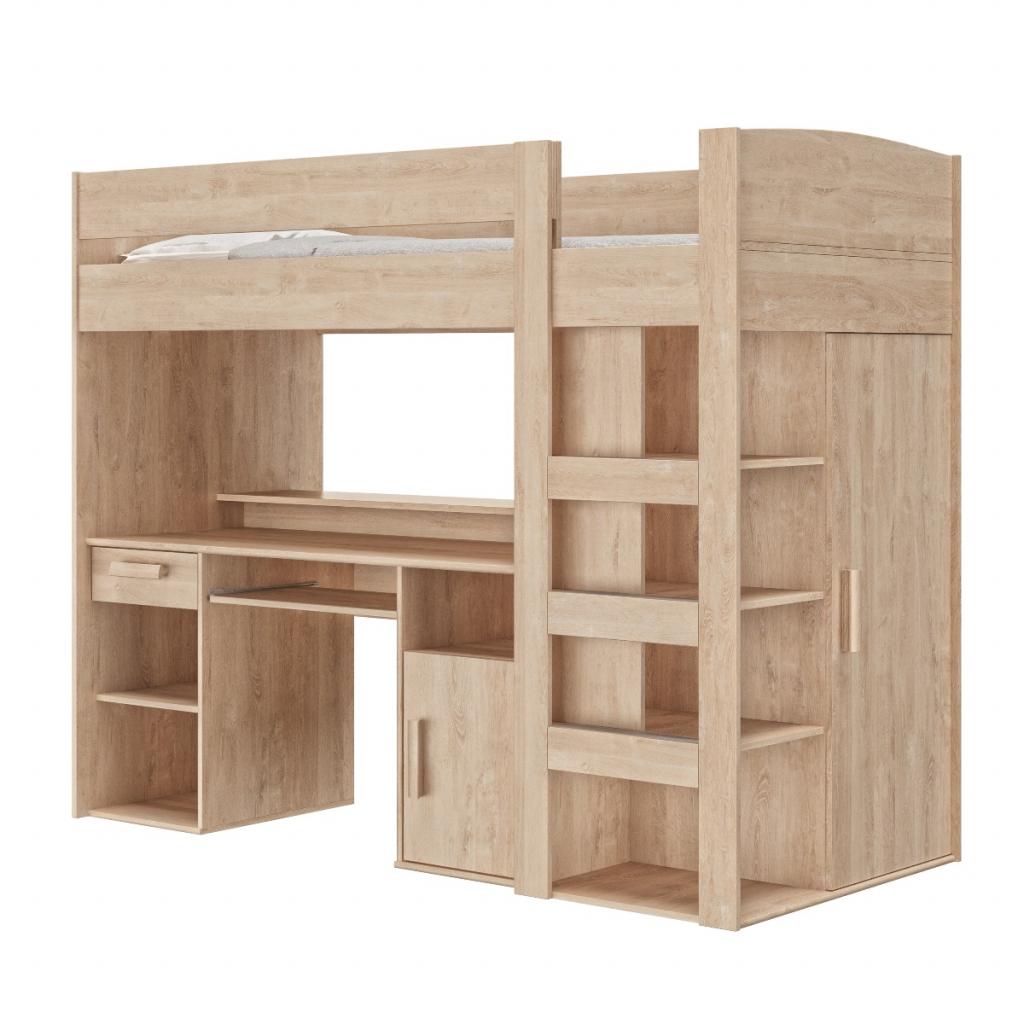 Montana hoogslaper - 90x200 - Blond eikenkleur, Niet ingevuld, Hoogslaper, Niet ingevuld, Nieuw