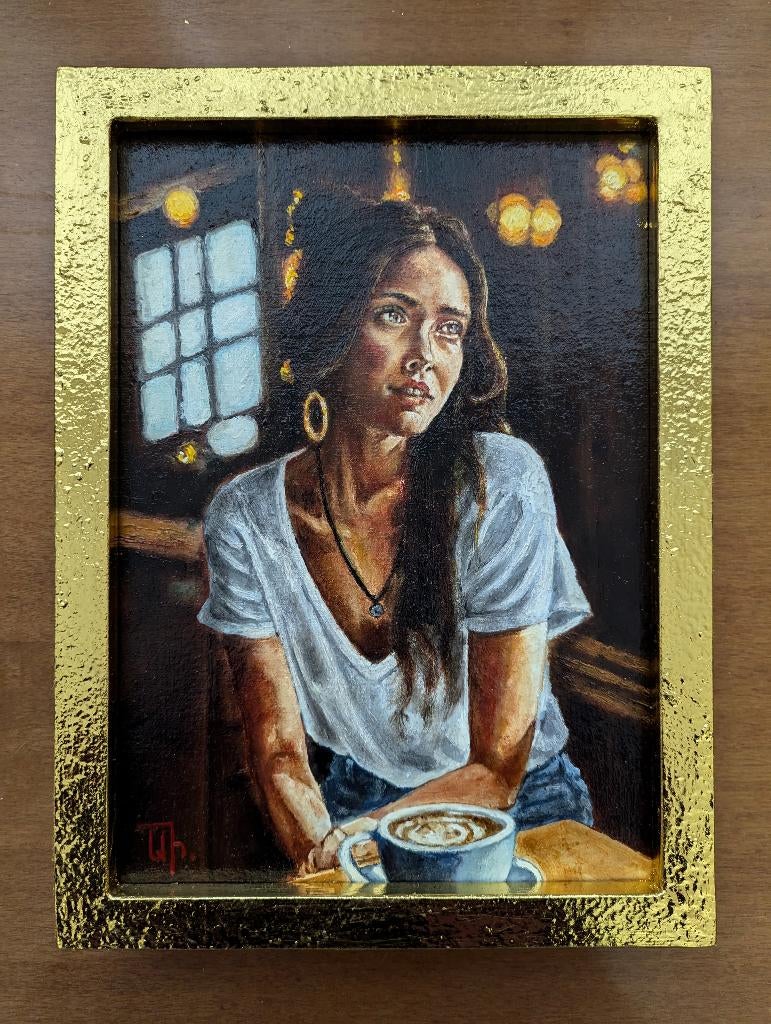 "In het café" Schilderij, Verzenden