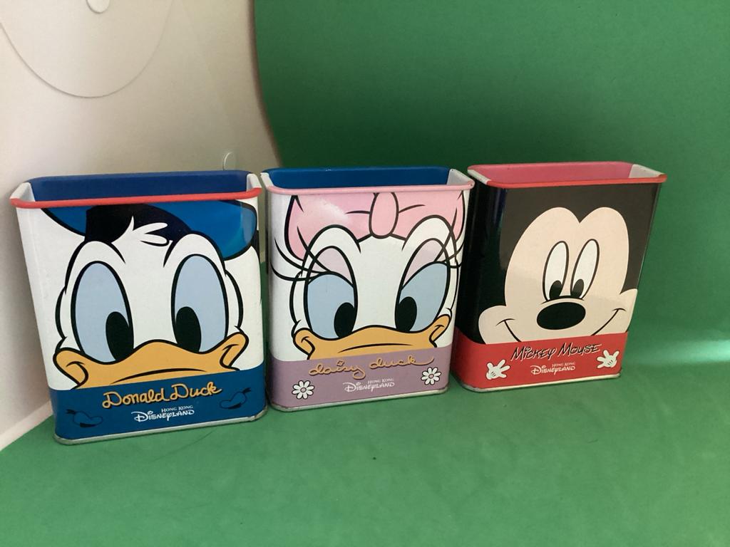 Disney Hong Kong blikken potjes Donald, Daisy, Mickey, Verzenden, Donald Duck, Gebruikt, Overige typen