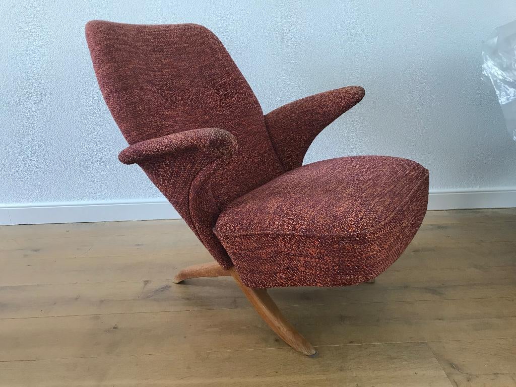 Artifort Theo Ruth Pinguin Congo rood fauteuil stoel, Gebruikt, 75 tot 100 cm, Ophalen of Verzenden, Nvt