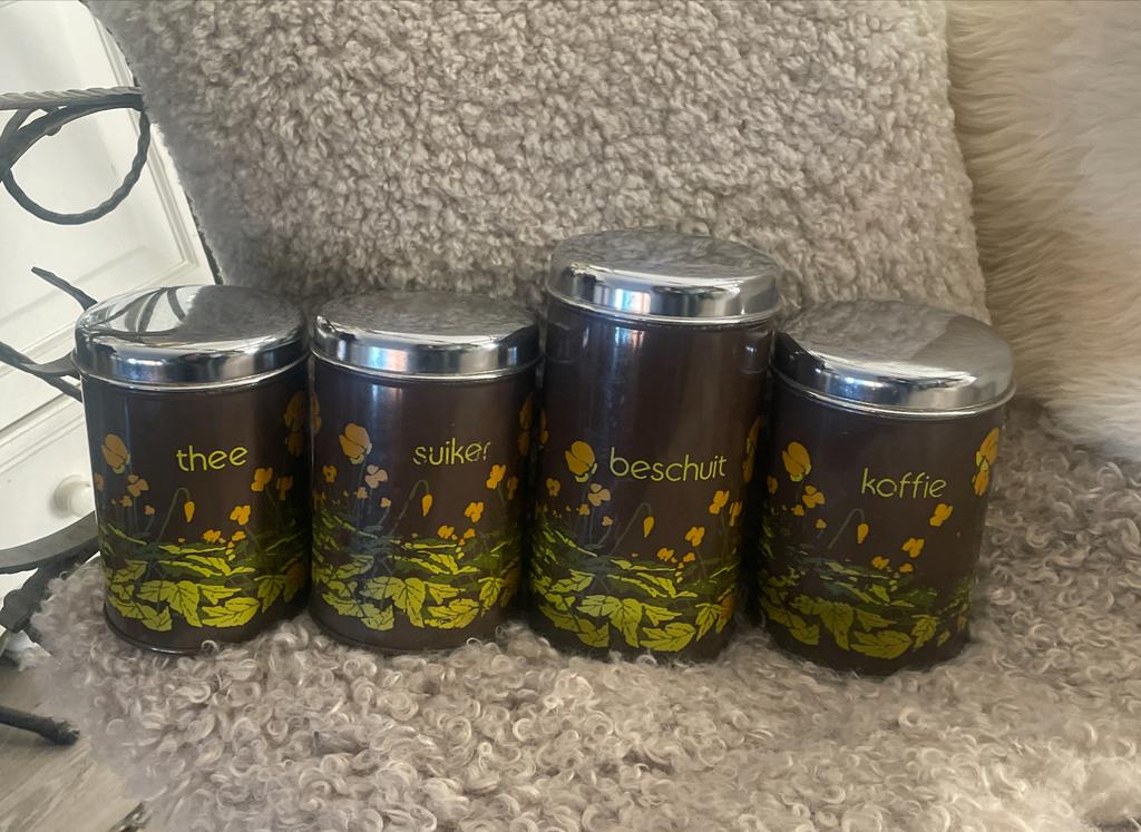 Brabantia voorraadpotten set - koffie, thee, suiker, beschui, Ophalen of Verzenden, Gebruikt