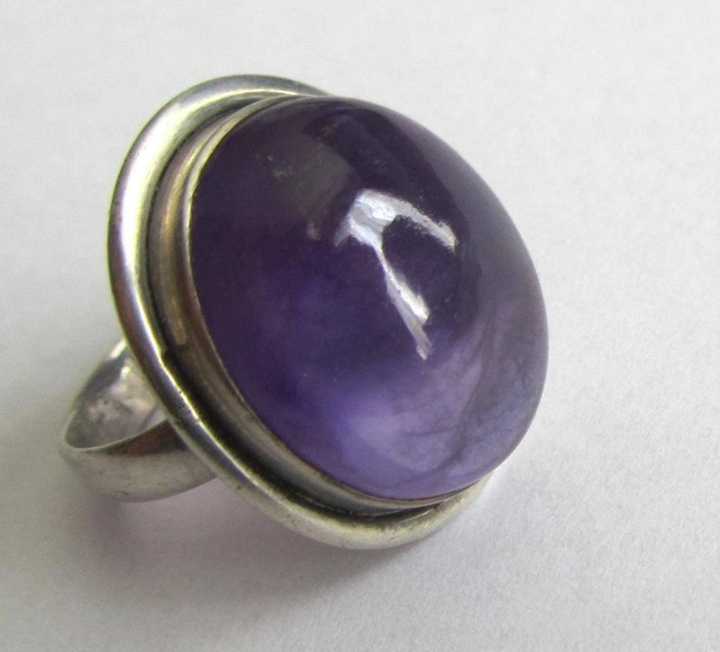 925 Zilveren ring Amethist maat 18,5, Ophalen, 18 tot 19, Zo goed als nieuw, Dame of Heer