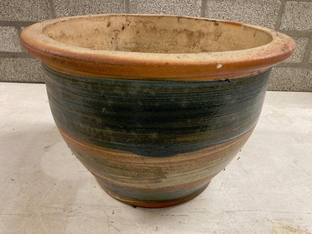 Grote stenen bloempot - ZGAN - Aardewerk - 37 cm doorsnee, Tuin en Terras, Bloempotten, Rond, Zo goed als nieuw, Minder dan 40 cm