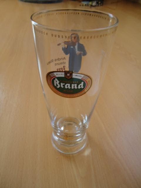 Brand bier glas, André Rieu, museum aan het Vrijthof, Verzamelen, Ophalen of Verzenden, Zo goed als nieuw, Glas of Glazen, Brand