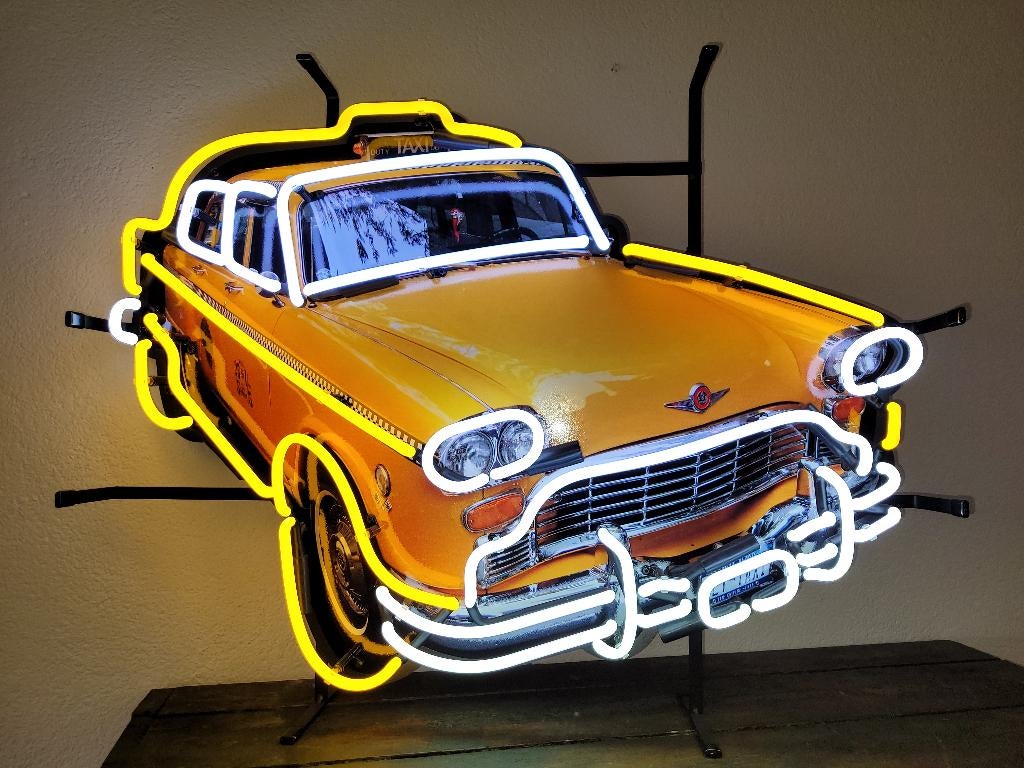 TAXI neon lamp div. neonverlichting retro fifties sixties, Ophalen, Zo goed als nieuw, Lichtbak of (neon) lamp